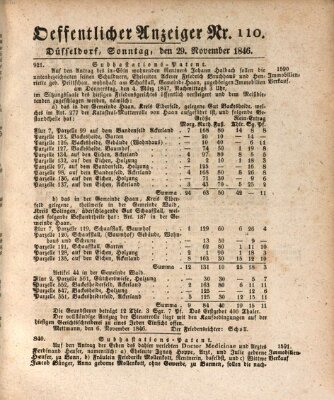 Amtsblatt für den Regierungsbezirk Düsseldorf Sonntag 29. November 1846