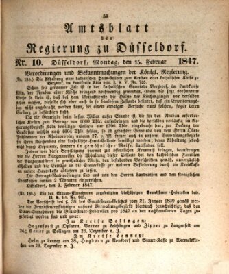 Amtsblatt für den Regierungsbezirk Düsseldorf Montag 15. Februar 1847