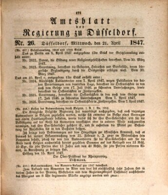 Amtsblatt für den Regierungsbezirk Düsseldorf Mittwoch 21. April 1847