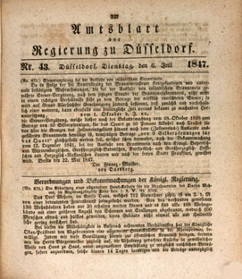 Amtsblatt für den Regierungsbezirk Düsseldorf Dienstag 6. Juli 1847