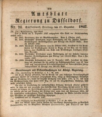 Amtsblatt für den Regierungsbezirk Düsseldorf Freitag 17. Dezember 1847