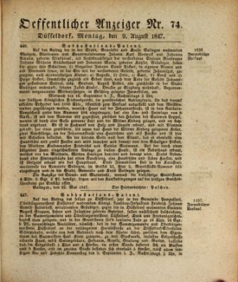 Amtsblatt für den Regierungsbezirk Düsseldorf Montag 9. August 1847