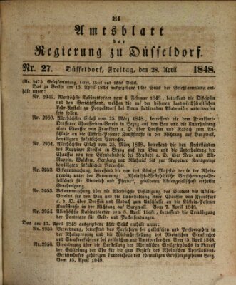 Amtsblatt für den Regierungsbezirk Düsseldorf Freitag 28. April 1848