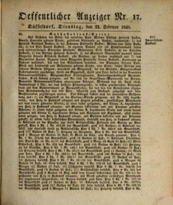 Amtsblatt für den Regierungsbezirk Düsseldorf Dienstag 22. Februar 1848