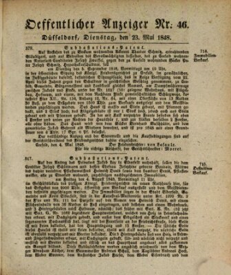 Amtsblatt für den Regierungsbezirk Düsseldorf Dienstag 23. Mai 1848