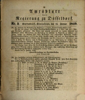 Amtsblatt für den Regierungsbezirk Düsseldorf Samstag 13. Januar 1849