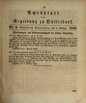 Amtsblatt für den Regierungsbezirk Düsseldorf Donnerstag 8. Februar 1849