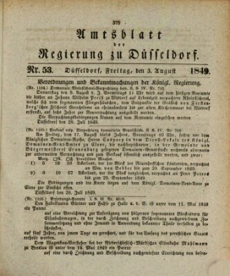 Amtsblatt für den Regierungsbezirk Düsseldorf Freitag 3. August 1849