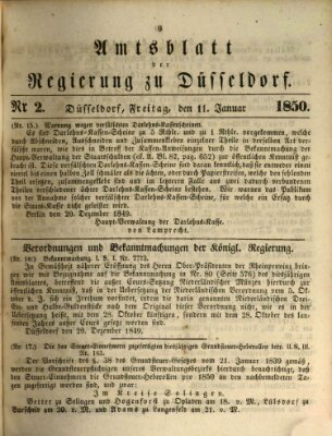 Amtsblatt für den Regierungsbezirk Düsseldorf Freitag 11. Januar 1850