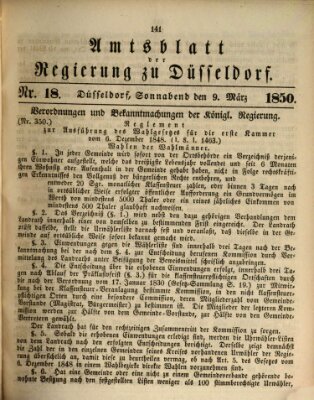 Amtsblatt für den Regierungsbezirk Düsseldorf Samstag 9. März 1850