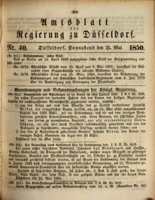 Amtsblatt für den Regierungsbezirk Düsseldorf Samstag 25. Mai 1850