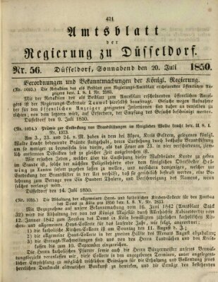Amtsblatt für den Regierungsbezirk Düsseldorf Samstag 20. Juli 1850