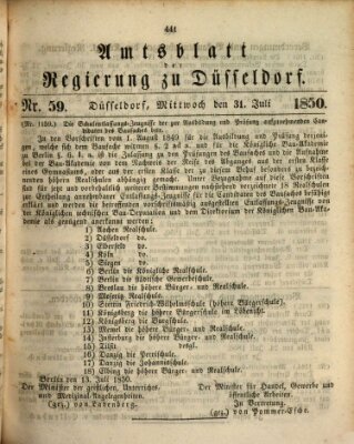 Amtsblatt für den Regierungsbezirk Düsseldorf Mittwoch 31. Juli 1850