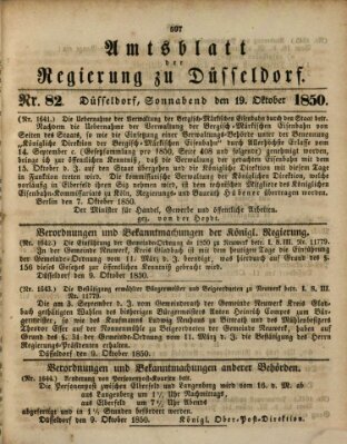 Amtsblatt für den Regierungsbezirk Düsseldorf Samstag 19. Oktober 1850