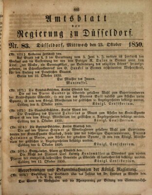 Amtsblatt für den Regierungsbezirk Düsseldorf Mittwoch 23. Oktober 1850