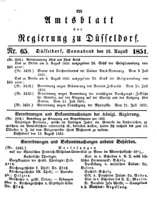 Amtsblatt für den Regierungsbezirk Düsseldorf Samstag 16. August 1851