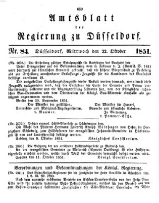 Amtsblatt für den Regierungsbezirk Düsseldorf Mittwoch 22. Oktober 1851