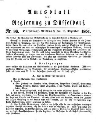 Amtsblatt für den Regierungsbezirk Düsseldorf Mittwoch 10. Dezember 1851