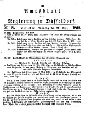 Amtsblatt für den Regierungsbezirk Düsseldorf Montag 29. März 1852