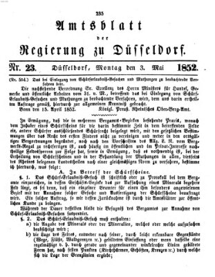 Amtsblatt für den Regierungsbezirk Düsseldorf Montag 3. Mai 1852