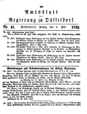 Amtsblatt für den Regierungsbezirk Düsseldorf Freitag 6. Juli 1855