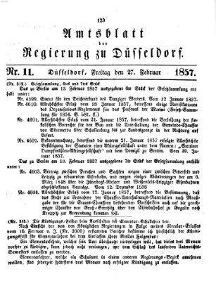 Amtsblatt für den Regierungsbezirk Düsseldorf Freitag 27. Februar 1857