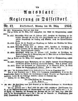 Amtsblatt für den Regierungsbezirk Düsseldorf Montag 30. März 1857