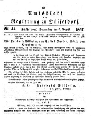 Amtsblatt für den Regierungsbezirk Düsseldorf Donnerstag 6. August 1857