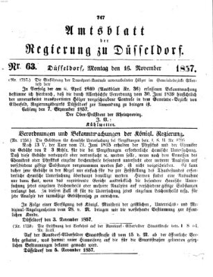 Amtsblatt für den Regierungsbezirk Düsseldorf Montag 16. November 1857