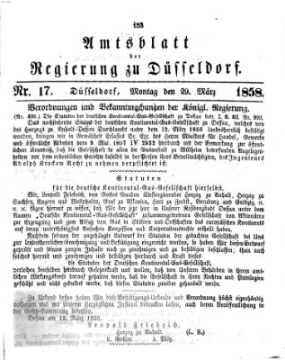 Amtsblatt für den Regierungsbezirk Düsseldorf Montag 29. März 1858