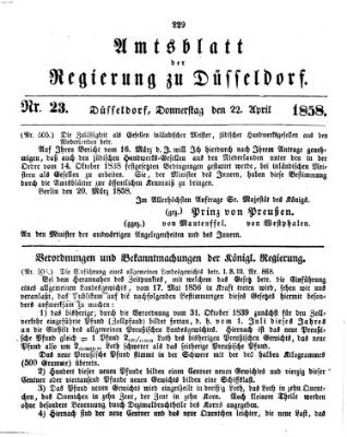 Amtsblatt für den Regierungsbezirk Düsseldorf Donnerstag 22. April 1858