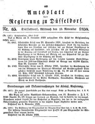 Amtsblatt für den Regierungsbezirk Düsseldorf Mittwoch 10. November 1858