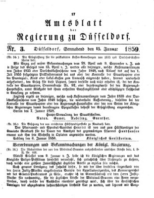 Amtsblatt für den Regierungsbezirk Düsseldorf Samstag 15. Januar 1859