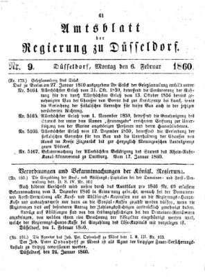 Amtsblatt für den Regierungsbezirk Düsseldorf Montag 6. Februar 1860