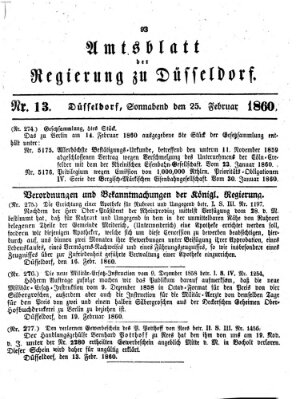 Amtsblatt für den Regierungsbezirk Düsseldorf Samstag 25. Februar 1860