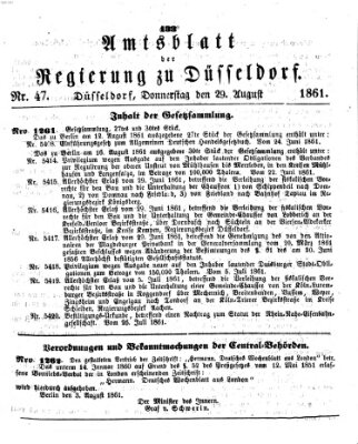 Amtsblatt für den Regierungsbezirk Düsseldorf Donnerstag 29. August 1861