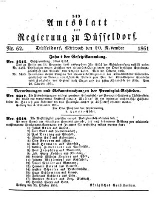 Amtsblatt für den Regierungsbezirk Düsseldorf Mittwoch 20. November 1861