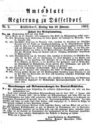 Amtsblatt für den Regierungsbezirk Düsseldorf Freitag 10. Januar 1862