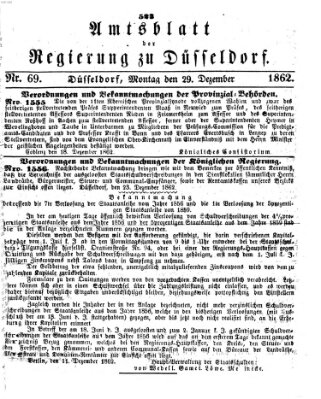 Amtsblatt für den Regierungsbezirk Düsseldorf Montag 29. Dezember 1862