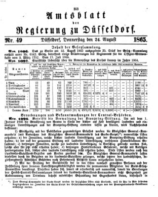 Amtsblatt für den Regierungsbezirk Düsseldorf Donnerstag 24. August 1865