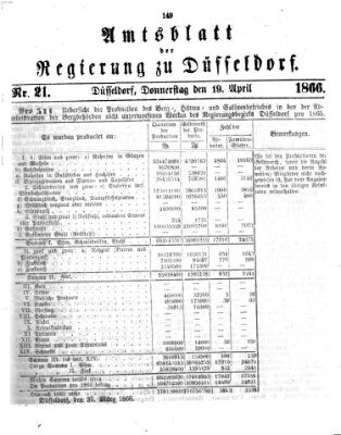 Amtsblatt für den Regierungsbezirk Düsseldorf Donnerstag 19. April 1866