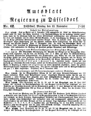 Amtsblatt für den Regierungsbezirk Düsseldorf Montag 12. November 1866