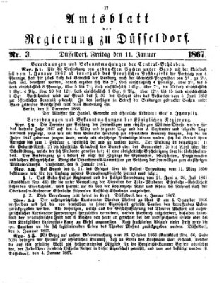 Amtsblatt für den Regierungsbezirk Düsseldorf Freitag 11. Januar 1867
