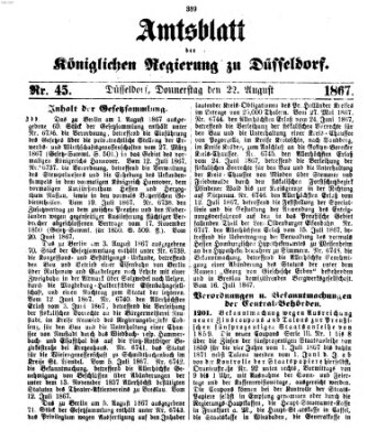 Amtsblatt für den Regierungsbezirk Düsseldorf Donnerstag 22. August 1867