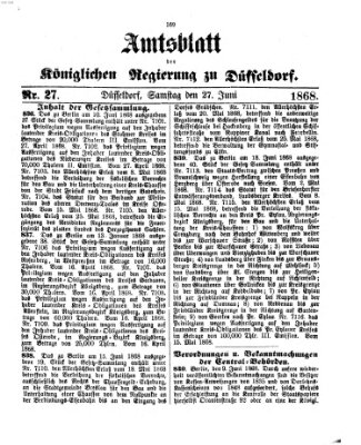 Amtsblatt für den Regierungsbezirk Düsseldorf Samstag 27. Juni 1868