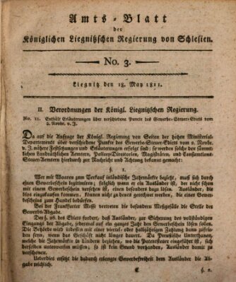 Amts-Blatt der Preußischen Regierung zu Liegnitz Samstag 18. Mai 1811