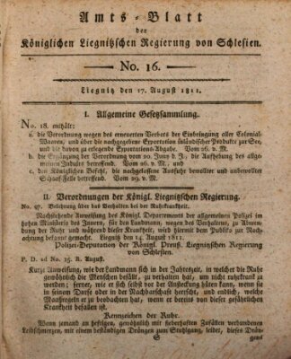 Amts-Blatt der Preußischen Regierung zu Liegnitz Samstag 17. August 1811