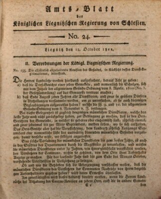 Amts-Blatt der Preußischen Regierung zu Liegnitz Samstag 12. Oktober 1811