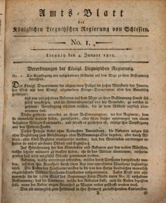 Amts-Blatt der Preußischen Regierung zu Liegnitz Samstag 4. Januar 1812