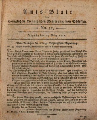 Amts-Blatt der Preußischen Regierung zu Liegnitz Samstag 14. März 1812